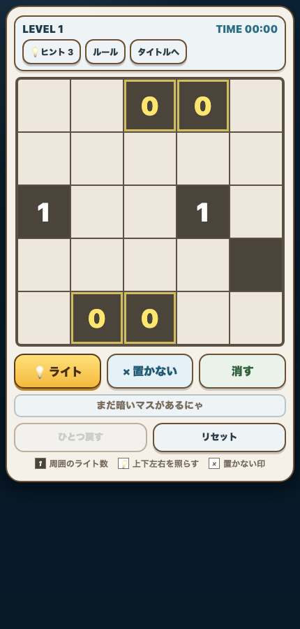 にゃぁライトのプレイ盤面